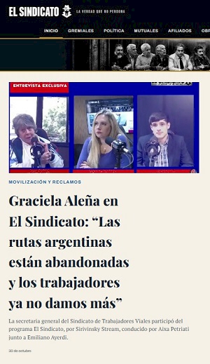 Graciela Aleña en El Sindicato: “Las rutas argentinas están abandonadas y los trabajadores ya no damos más”